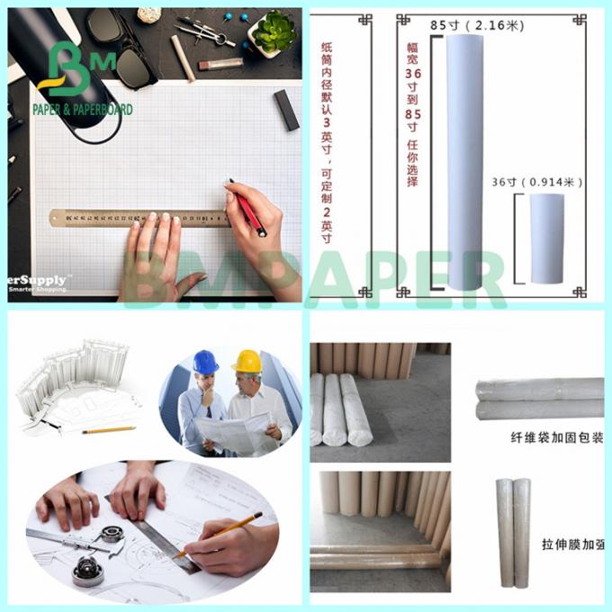 20lb zwei versieht weißer CAD einspritzen Bondpapier für Entwurfs-Schilderung 914mm x 100m mit Seiten