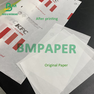 50 g fettdichtes Papier Lebensmittelqualität Druckfähige weiße Burgerpackung Sandwich Verpackung