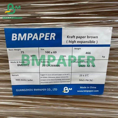 High Strength ausdehnbares Beutelpapier 75 gm 80 gm 85 gm Braun Kraftpapier