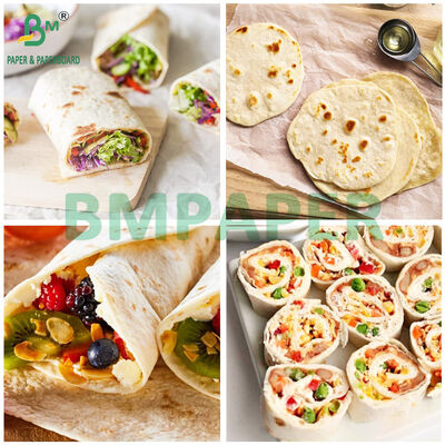 25 gr 28 gr 30 gr 34 gr Nahrungsmittelqualität Feuchtigkeitsfeste weiße Tortillas Verpackungspapier